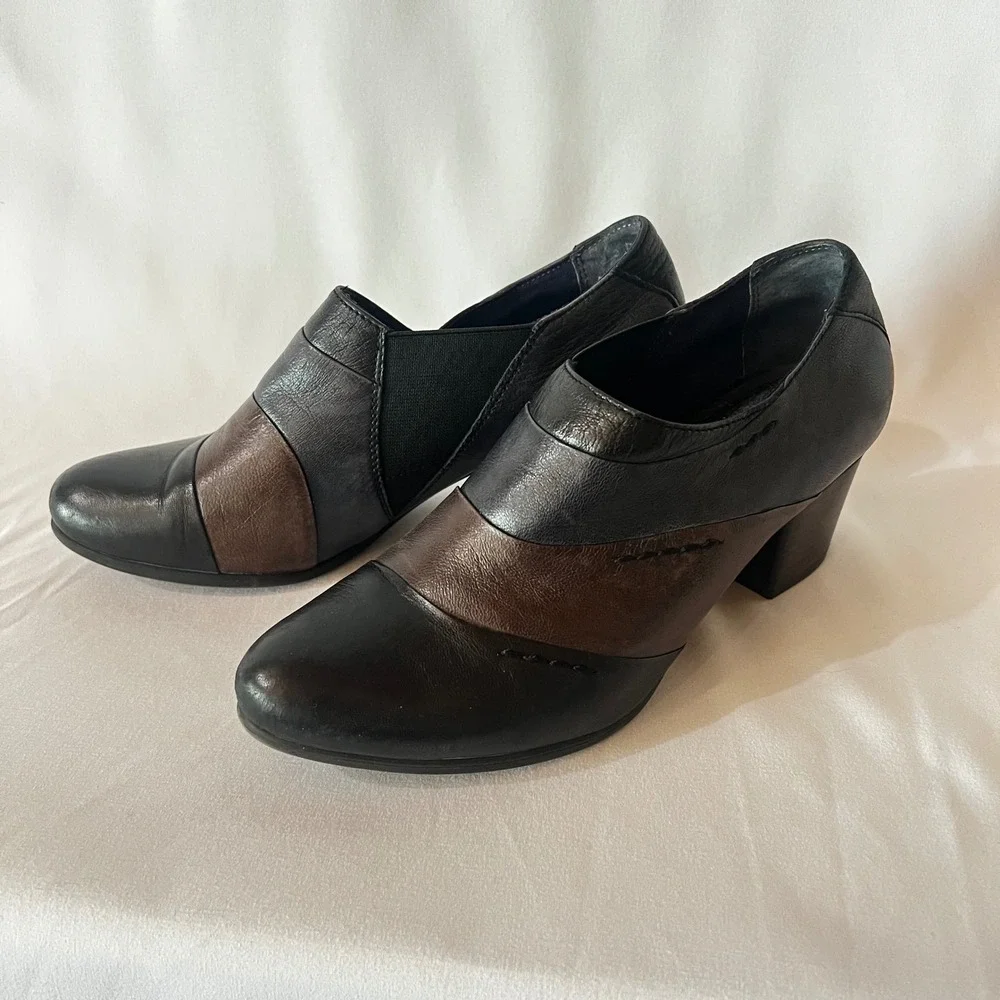 Tamaris Black Leather Cuir Shooties Ankle Booties Touch It Sole EU 38 US 7.5